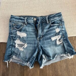 American Eagle Outfitters Blue Distressed Jean Shorts